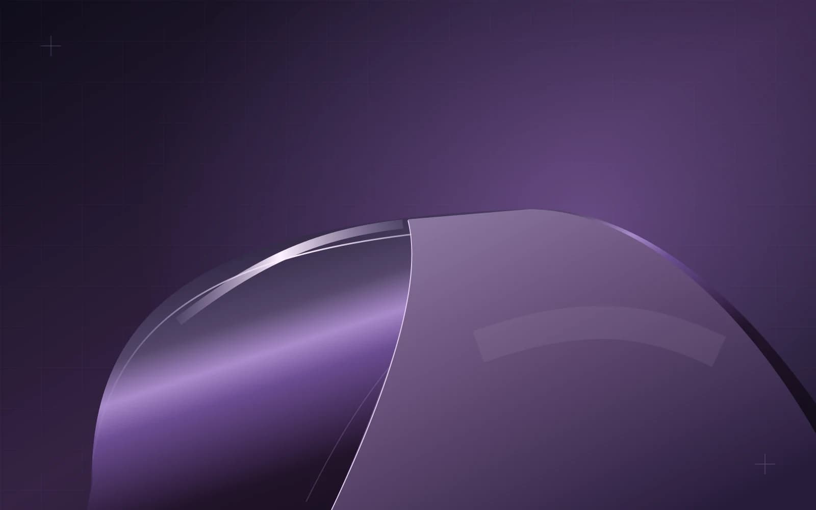 A single curved vehicle surface divided into sharp glossy and soft matte reflections