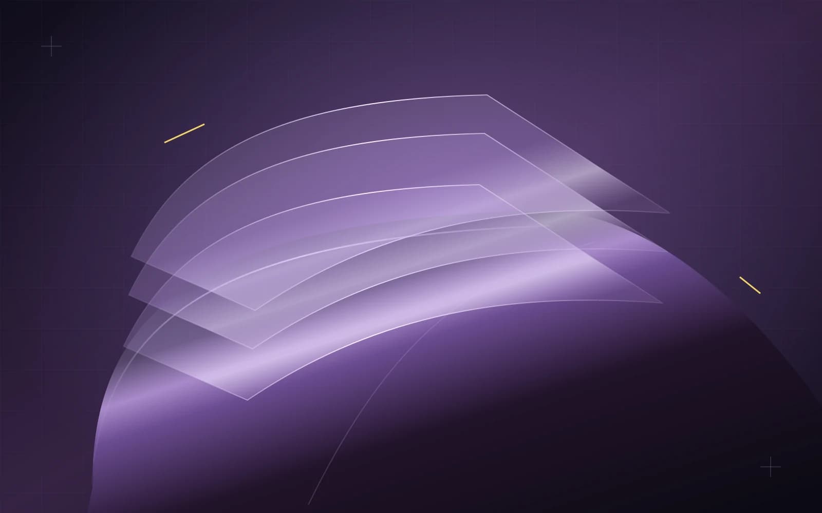 Transparent protective film layers floating above a sculpted purple automotive panel
